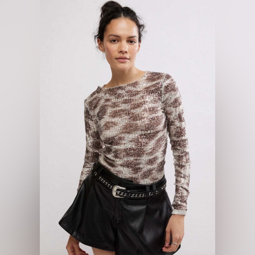 Free People - Printed Gold Rush Long Sleeve Top Alabaster Combo